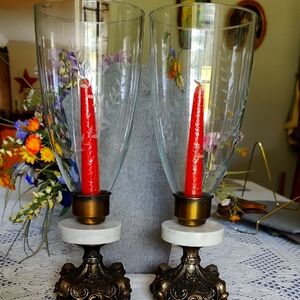 Set Of Two Regency Style.Hirricane Lamps